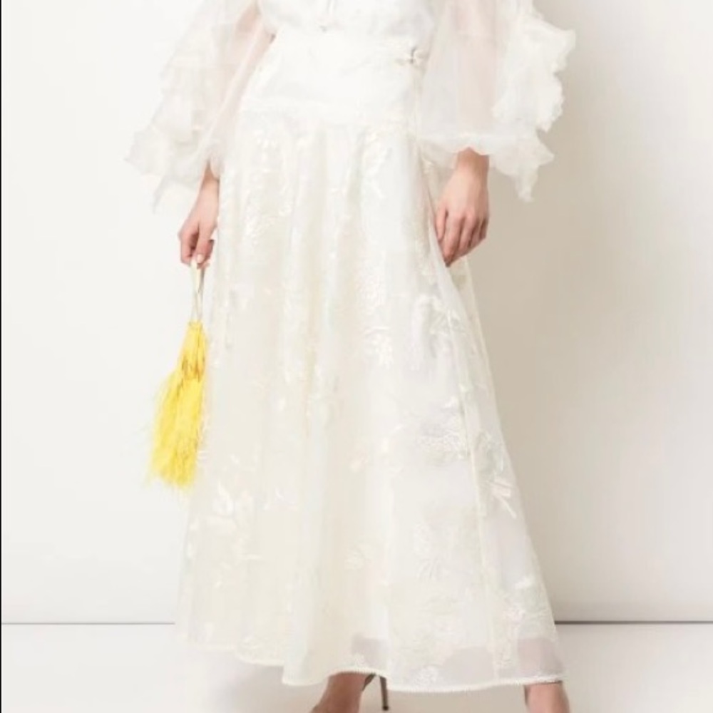$1,995 Marchesa Tonal Floral Print Maxi Skirt (new, never worn).